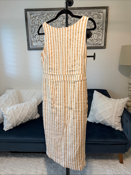 Boden Dresses & Skirts - Boden Striped Sleeveless Midi Dress in Mustard and White